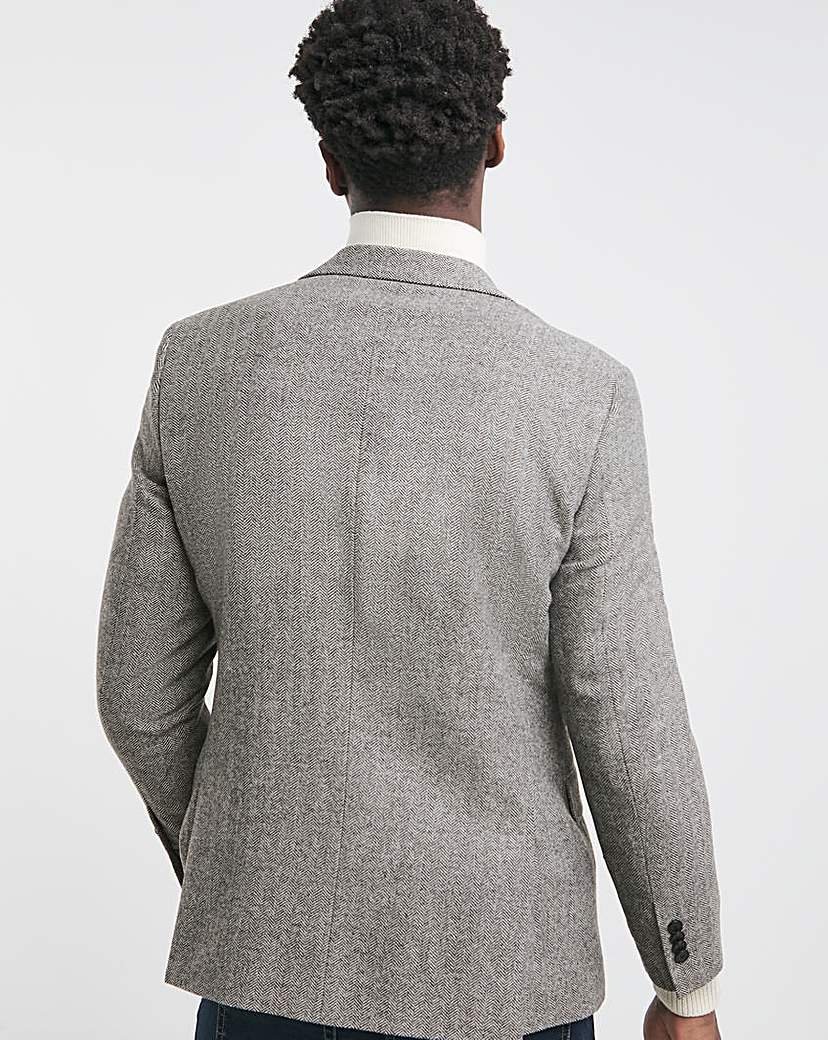 Herringbone Tweed Regular Suit Jacket