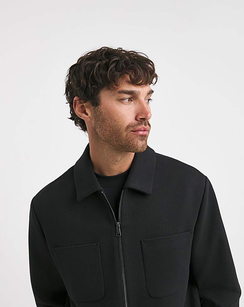 Tailored Twill Zip Harrington Jacket
