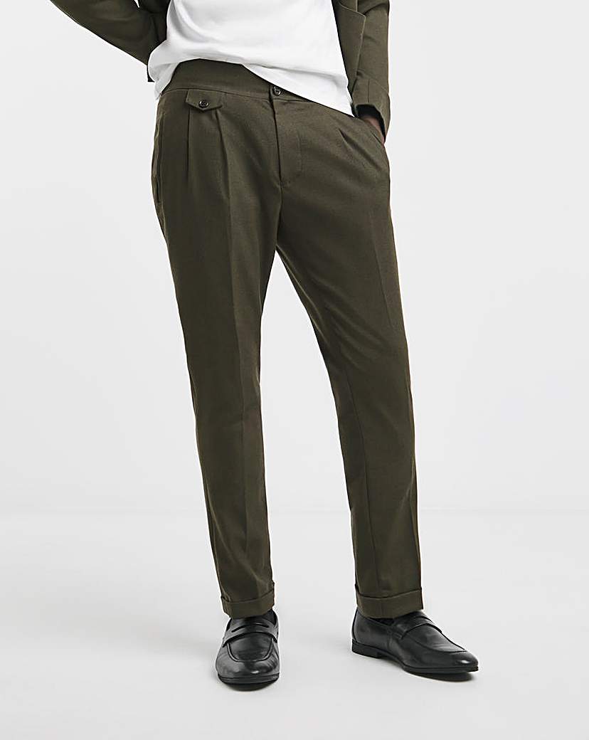 Tailored Flannel Pleat Front Trouser