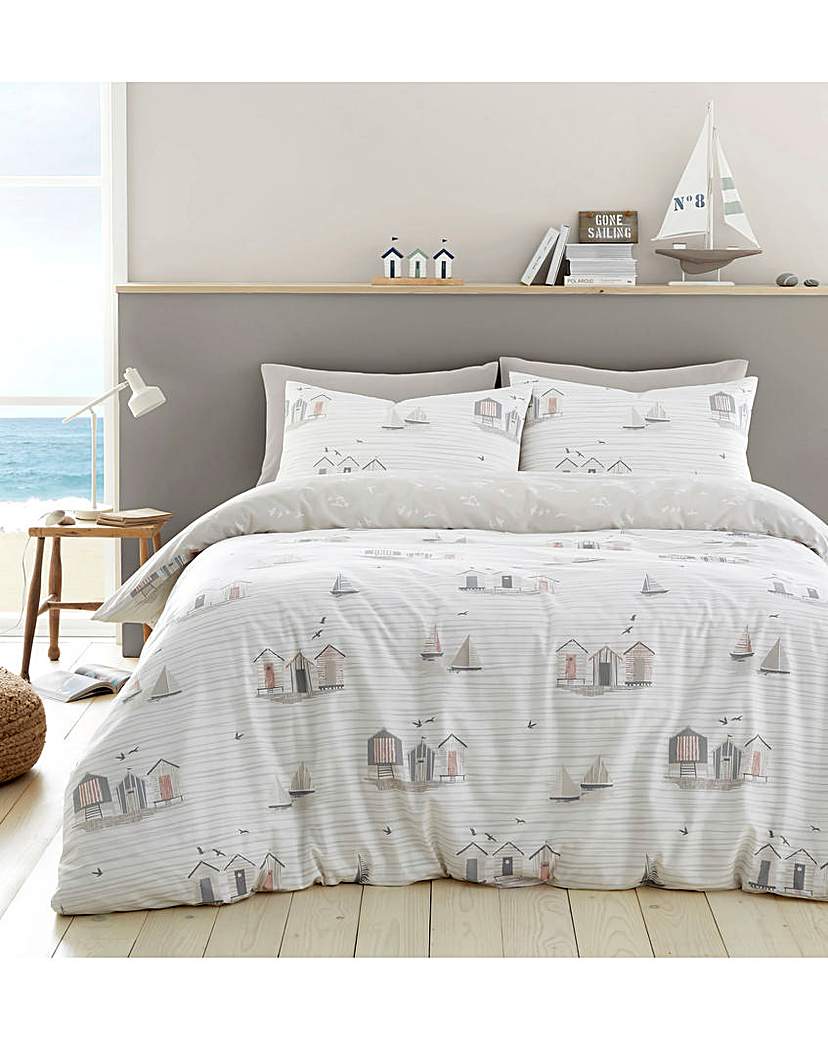 Fusion Natural/White Beach Huts Duvet Set - : Single