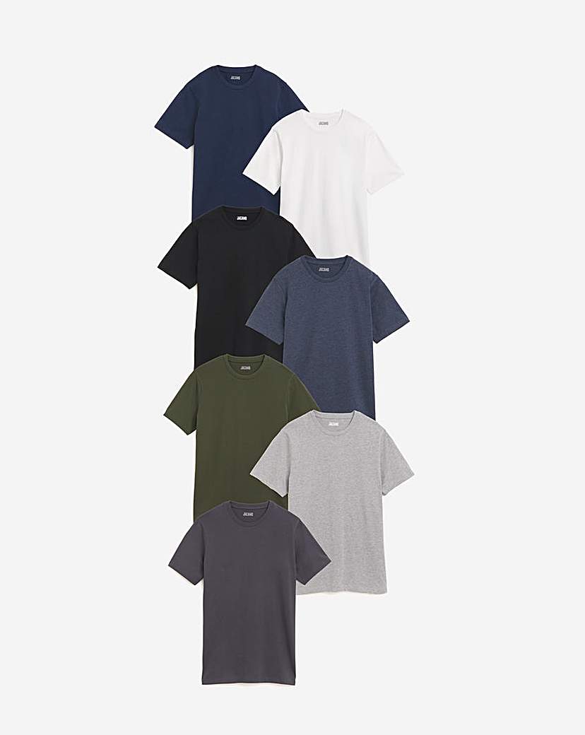 7 Pack Multi Crew Neck T-Shirts