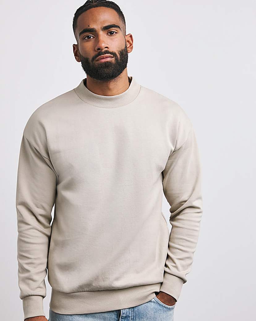 Interlock Relaxed Fit High Neck Sweat