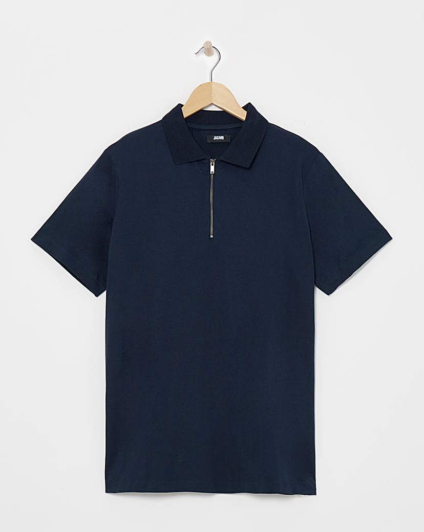 Supima Zip Neck Polo Navy Jacamo Size …