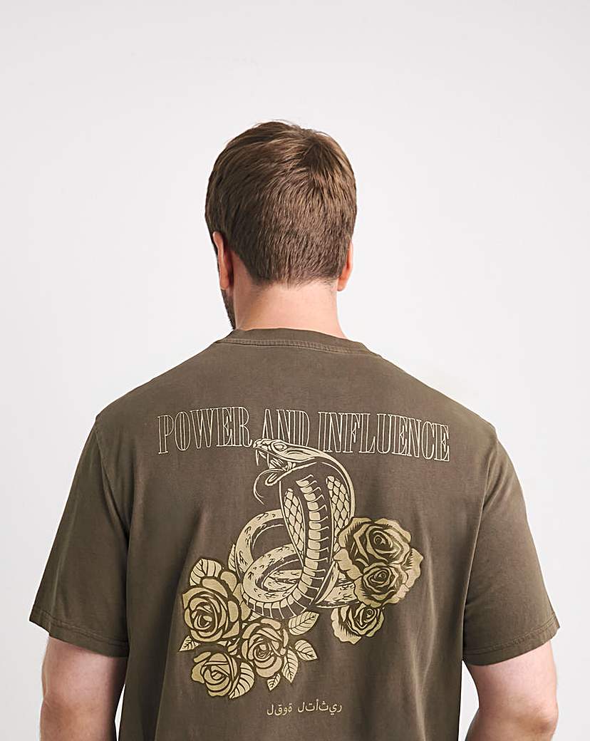 Relaxed Fit Dyed Snake Graphic T-Shirt