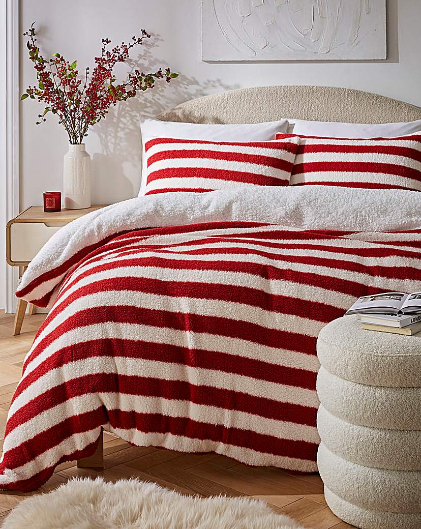 Candy Cane Striped Fleece Duvet Set