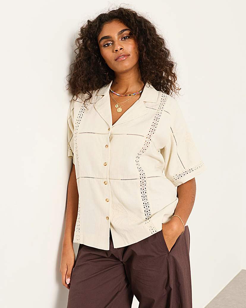 Fatface Women's Ivory Kara Emb Shirt Size 16