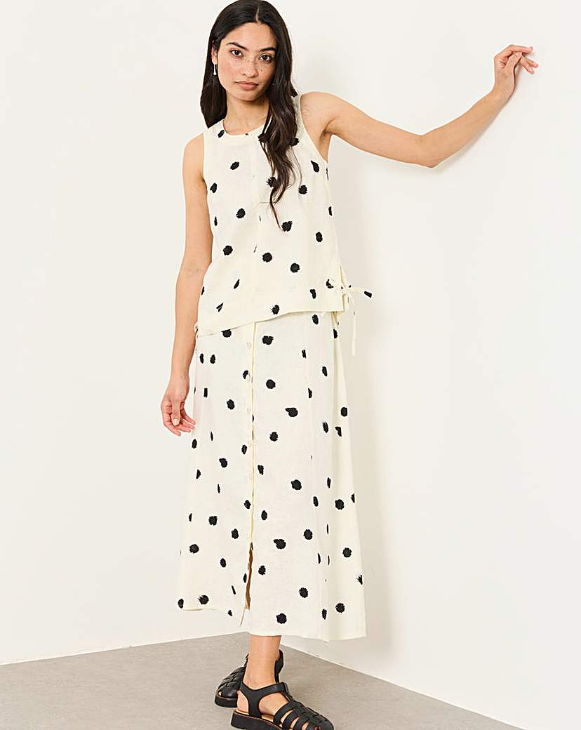 Fatface Women's Ivory Eleana Midi Skirt Size 24