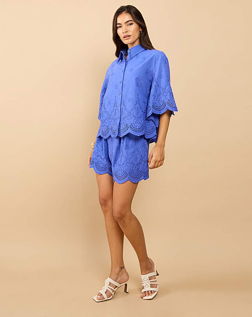 Little Mistress Blue Lm Embroidery Shorts - Large