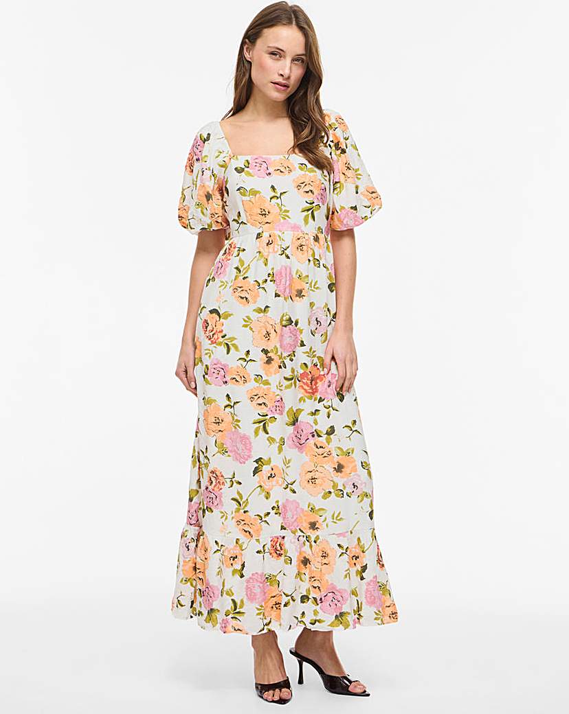 Vila Square Neck Ankle Dress White Multi-Coloured - VILA - Size12