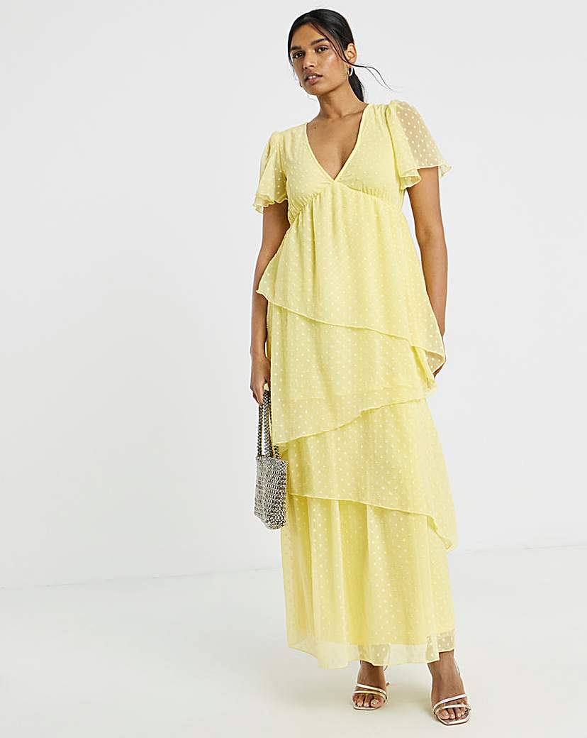 Vila Women's Yellow S/S Ankle Layer Dress Size 20