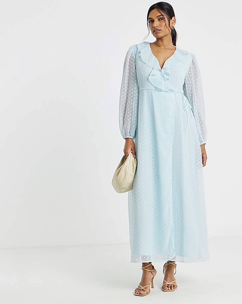 Vila Women's Blue L/S V-Neck Wrap Dress Size 26