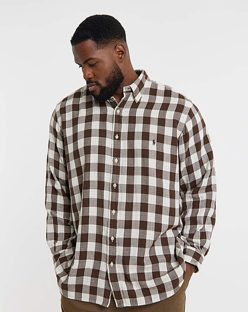 Polo Ralph Lauren Long Sleeve Brushed Check Shirt - Brown | Jacamo