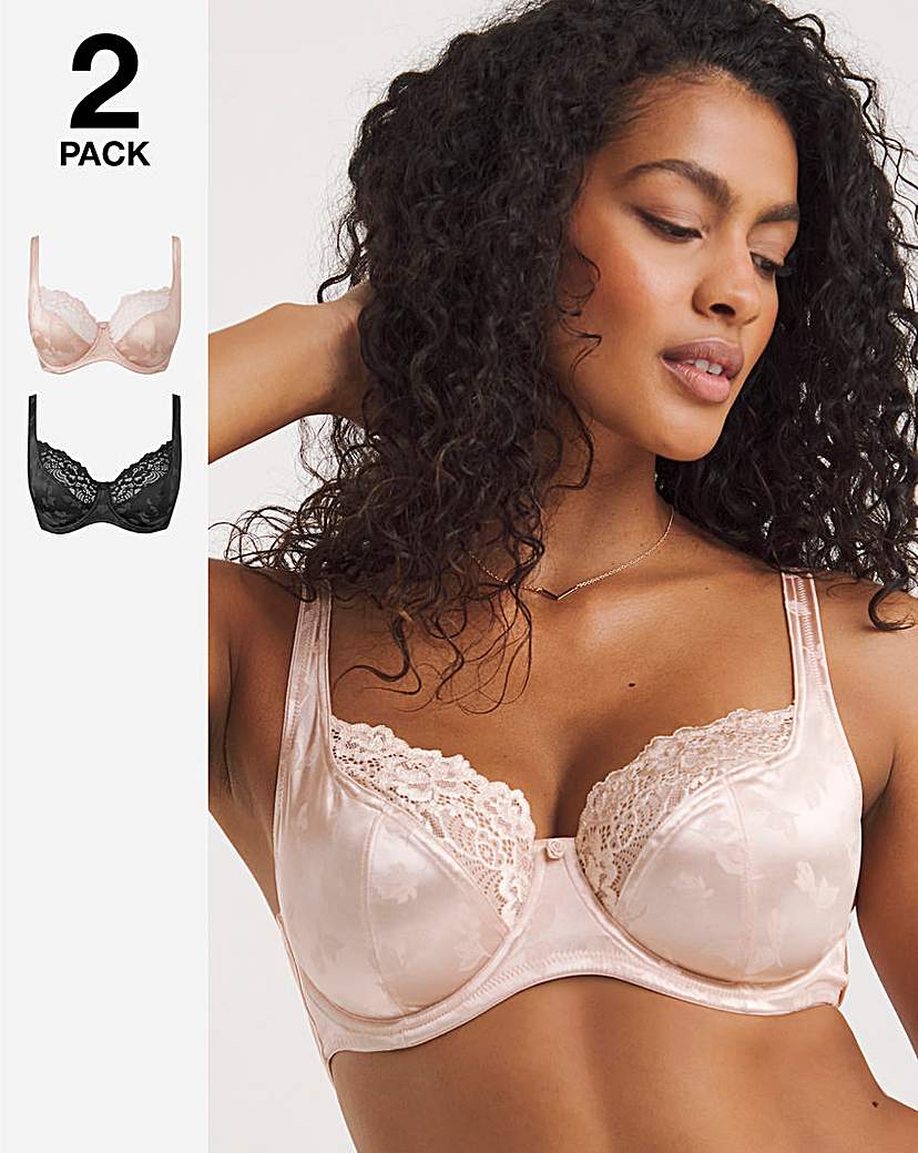 2 Pack Laura Full Cup Black/Blush Bras