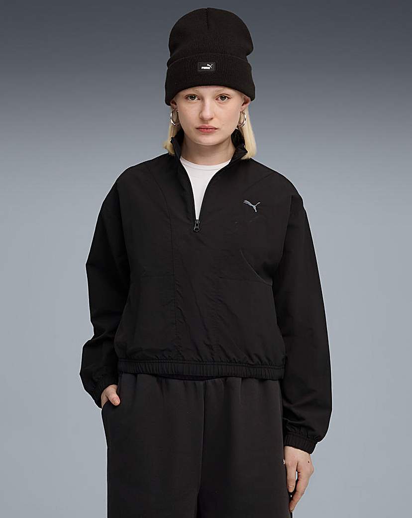 New In - Puma Her Relaxed Woven 1/2 Zip Crew
