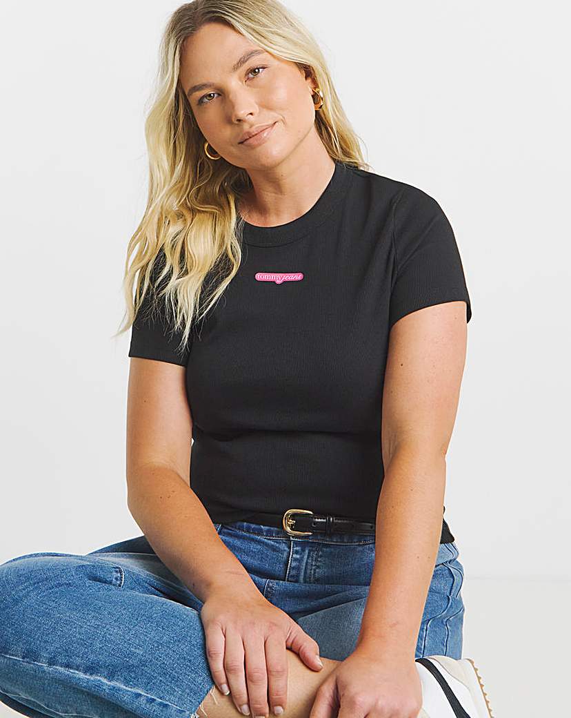 New In - Tommy Jeans Slim Neon Logo T-Shirt