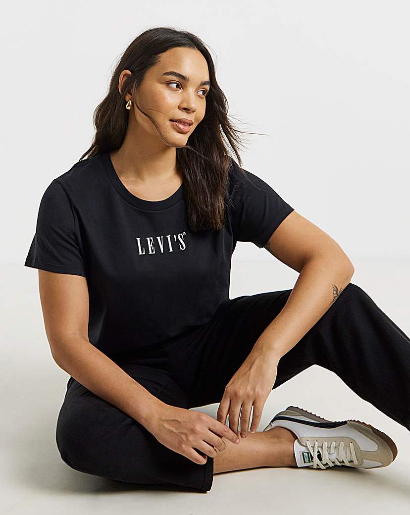 New In - Levi's Perfect Tee Embroidered Caviar