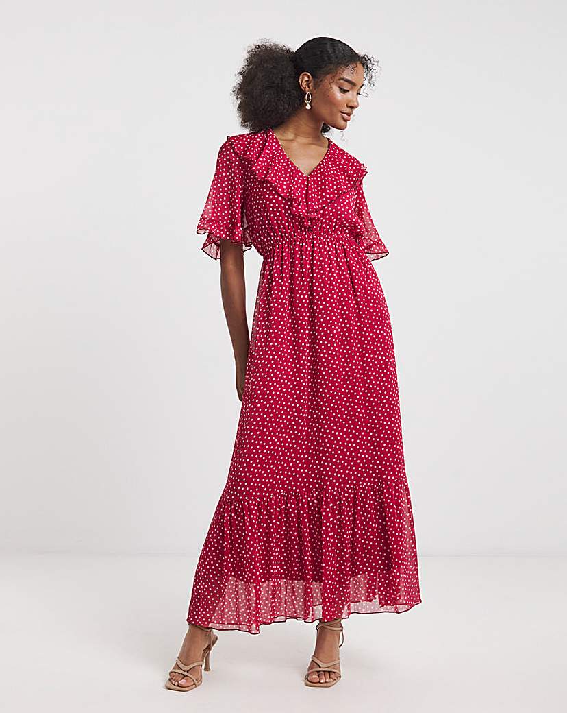 New In - Flounce London Spot Frill Maxi Dress