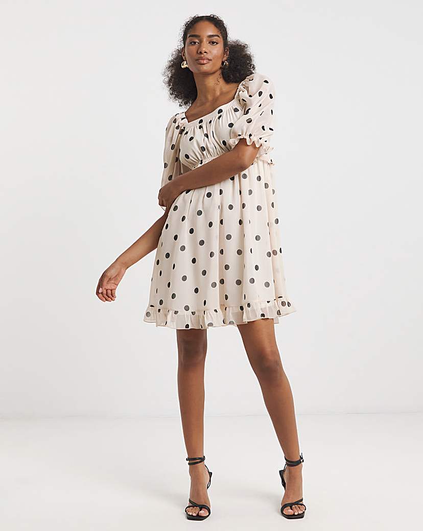Flounce London Spot Print Mini Dress