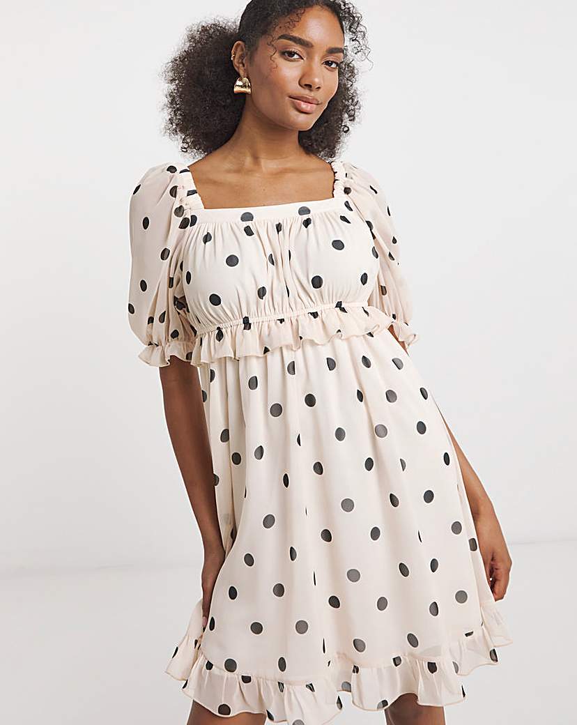 New In - Flounce London Spot Print Mini Dress