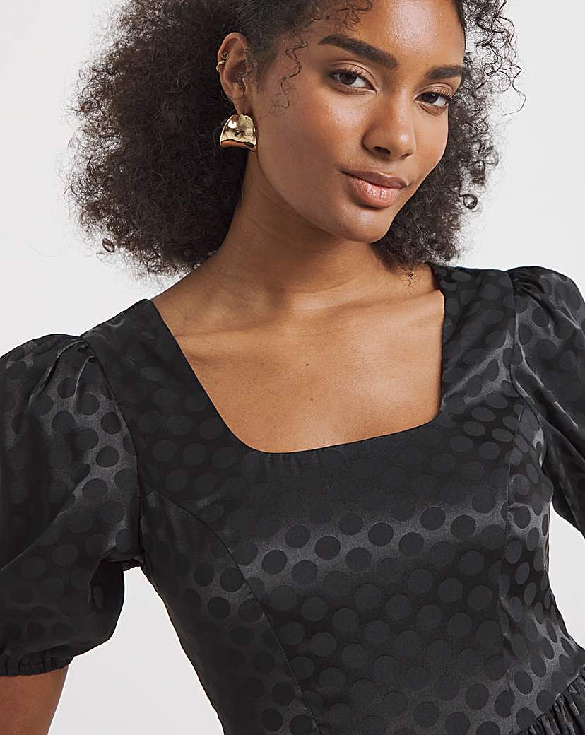 Flounce London Jacquard Spot Mini Dress