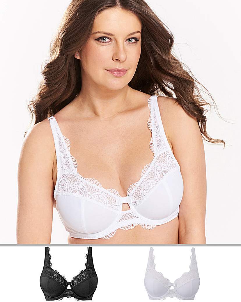 2 Pack Lottie Lace Bras Black/White