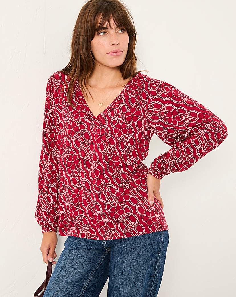 New In - Fatface Margot Textured Floral Print Top