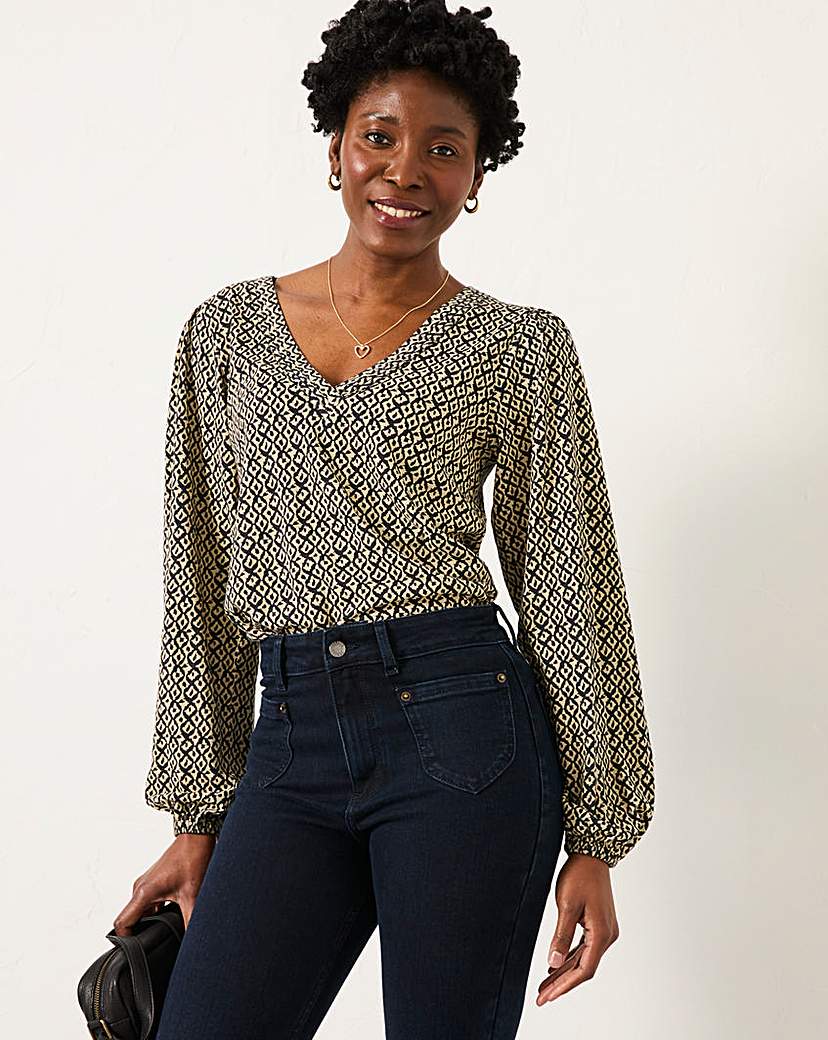 New In - FatFace Margot Ikat Geo Print Top