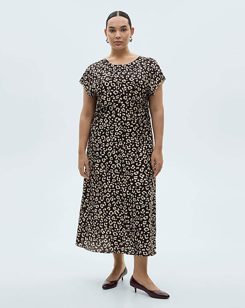 Mango Leopard-Print Dress with Frayed Ends