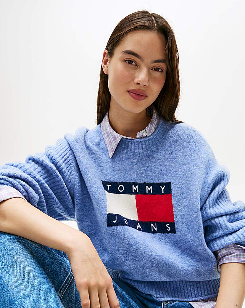 Tommy Jeans Blue Melange Flag Sweater - 5XL