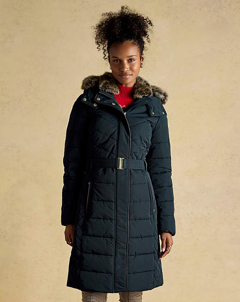Joules Navy Aspen Showerproof Padded Coat - : Size 24