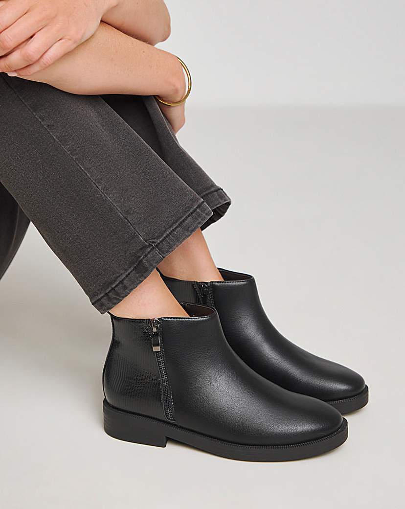 Zip Detail Ankle Boot Extra Wide EEE Fit