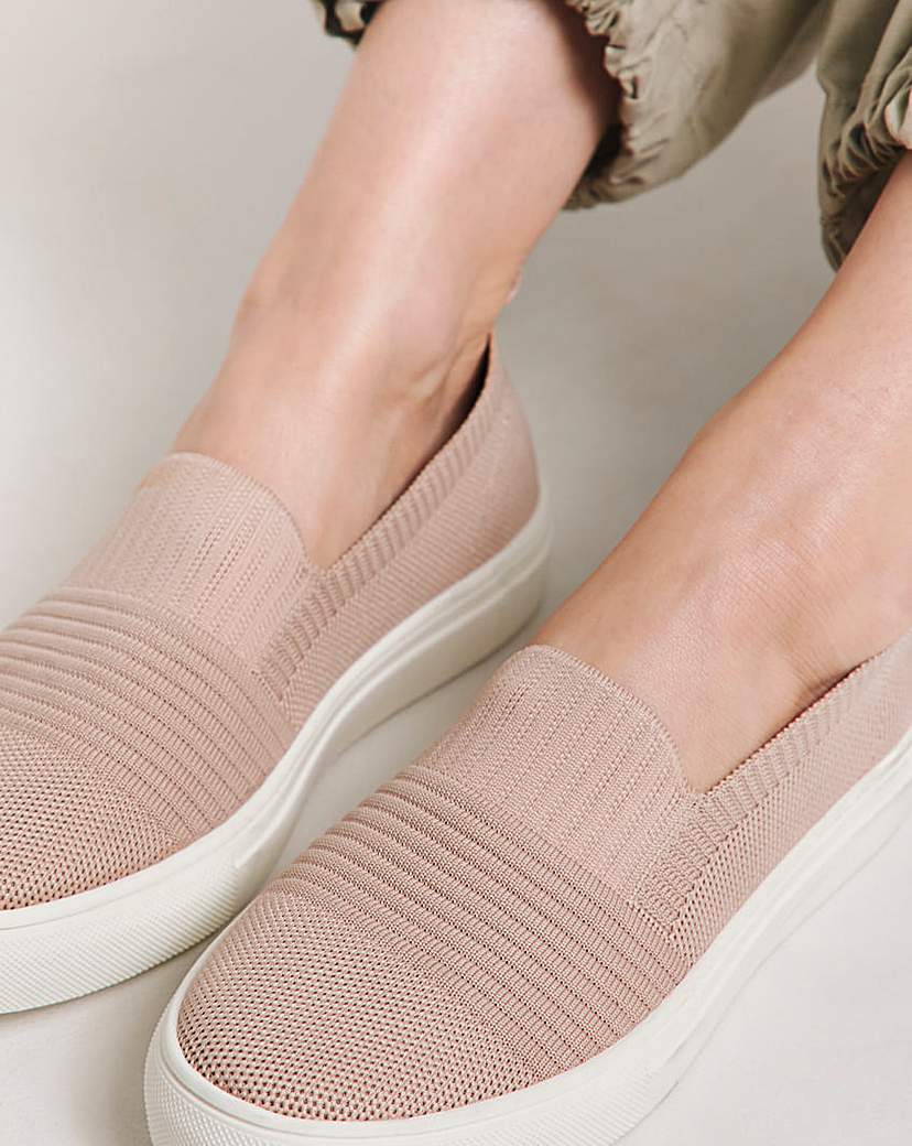 Stretch Textile Slip On Trainer Wide Fit