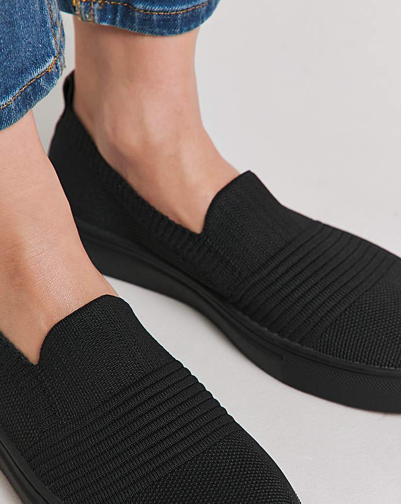 Stretch Textile Slip On Trainer Wide Fit