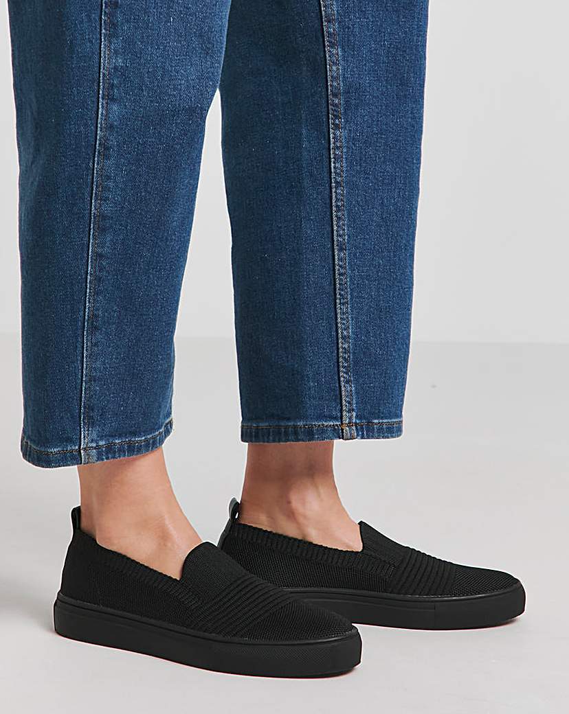 Stretch Textile Slip On Trainer Wide Fit