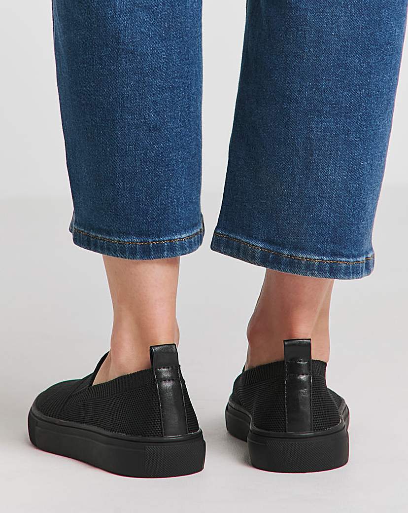 Stretch Textile Slip On Trainer Wide Fit