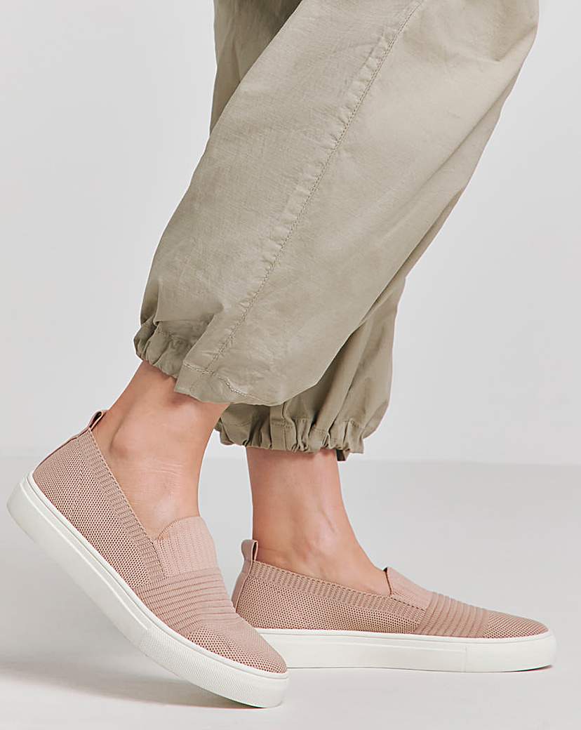 Stretch Textile Slip On Trainer Wide Fit
