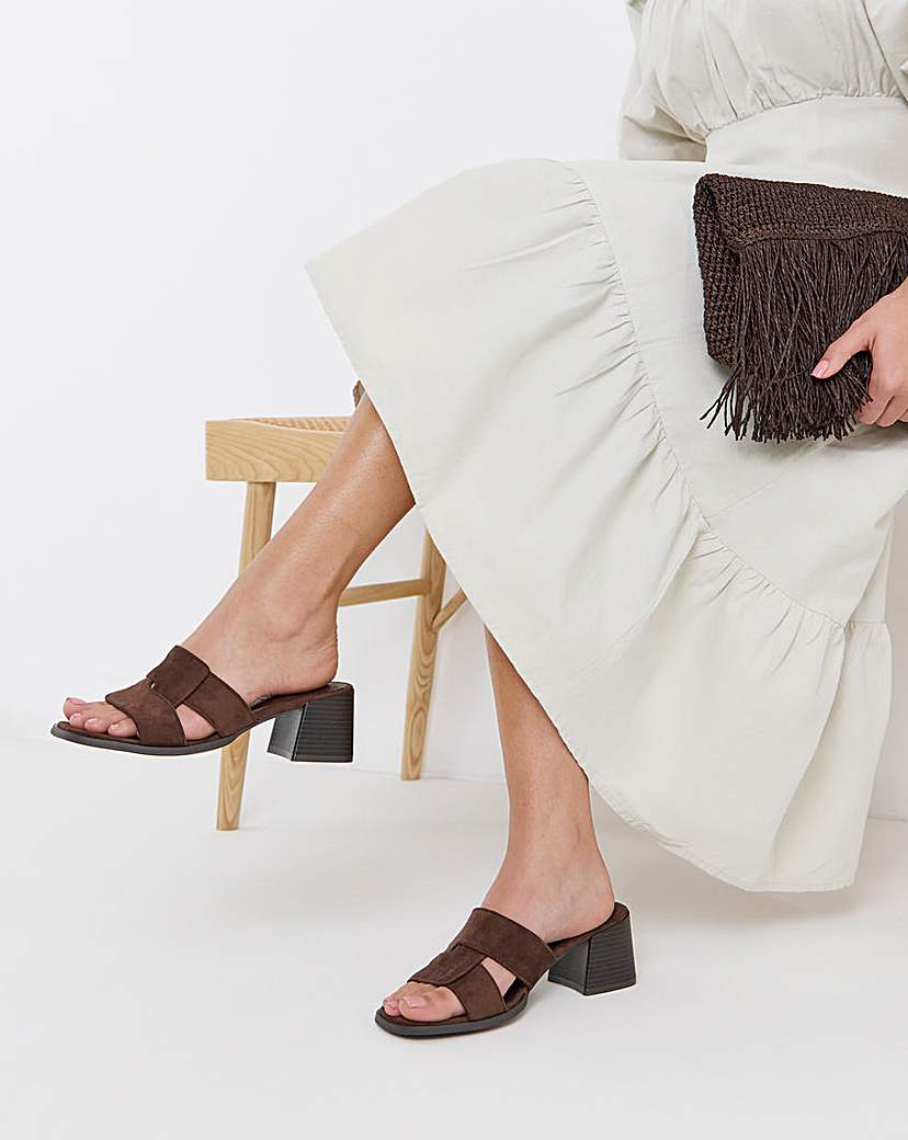 Woven Mule Block Heel Ex Wide