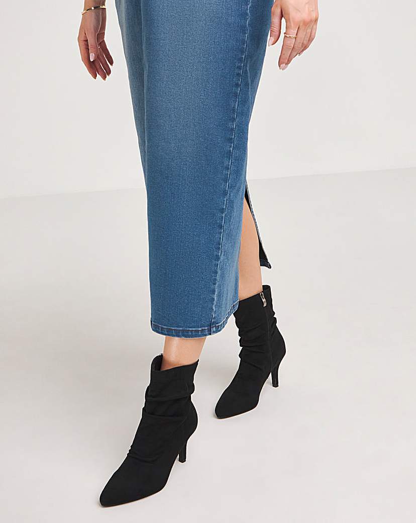Ruched Kitten Heel Boot Standard Fit