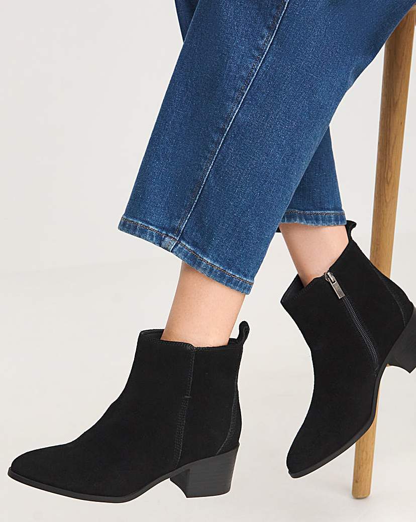 Suede Western Ankle Boot Standard Fit