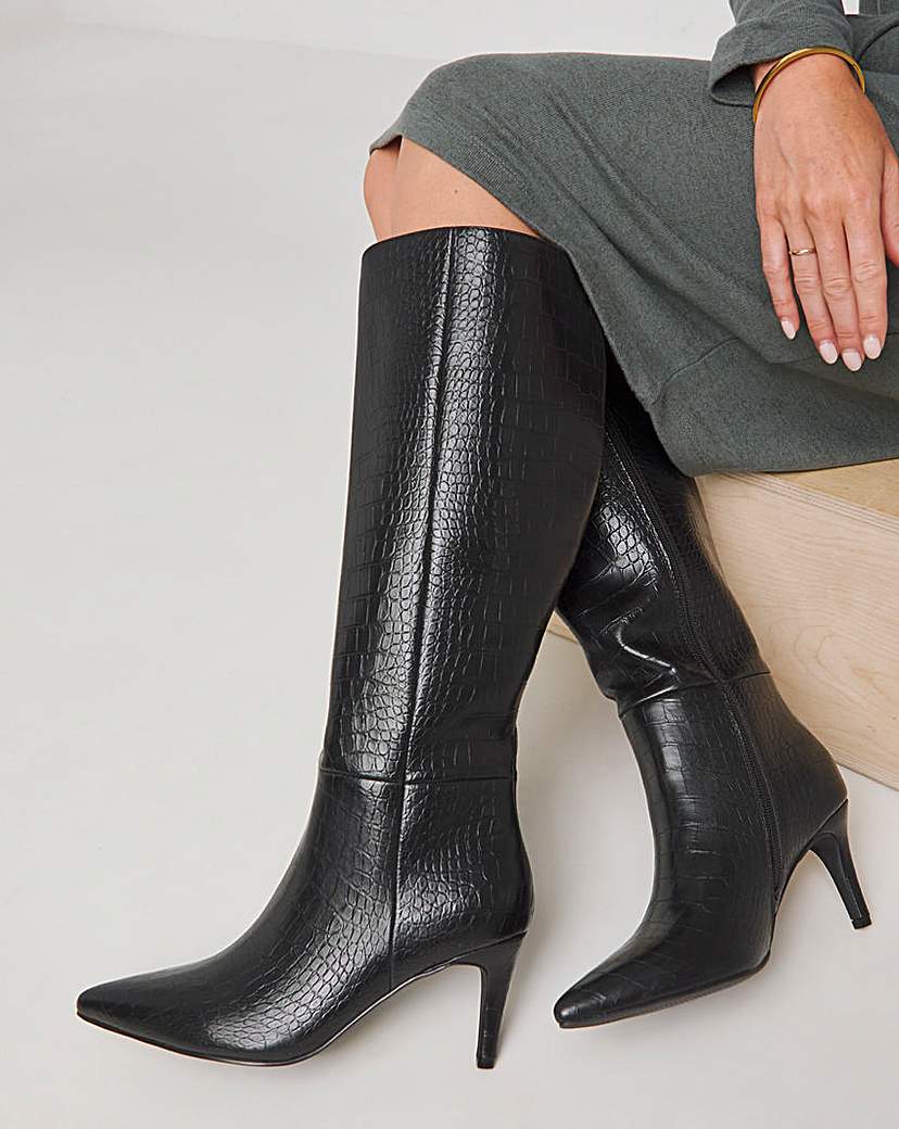 Knee High Pointed Toe Boot Ex Wide Fit