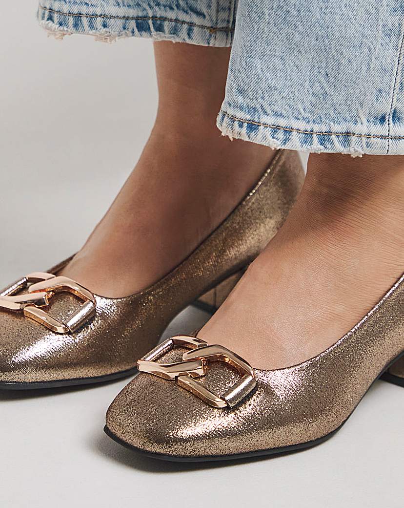 Low Heel Trim Court Shoe Ex Wide Fit