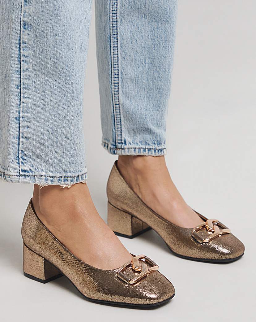 Low Heel Trim Court Shoe Ex Wide Fit