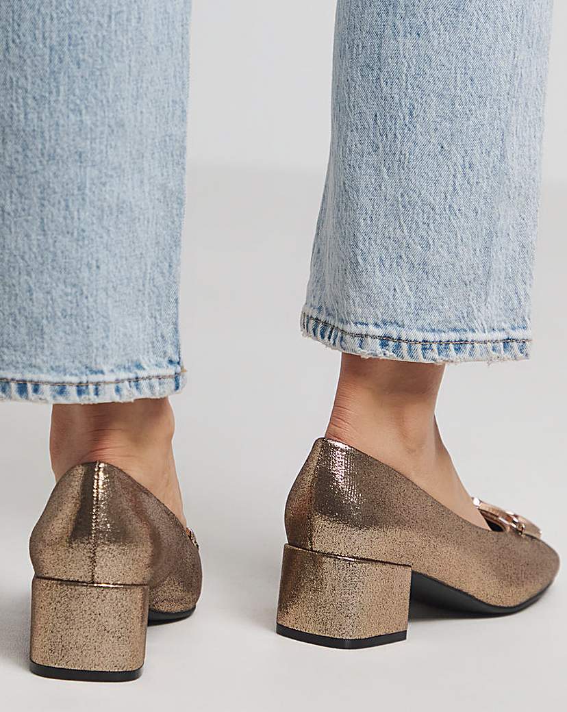 Low Heel Trim Court Shoe Ex Wide Fit