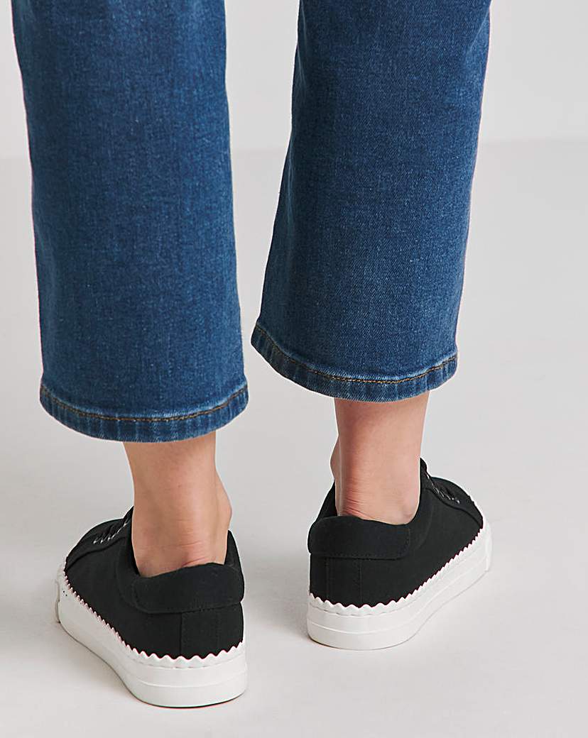 Scalloped Edge Lace Up Trainer Wide Fit