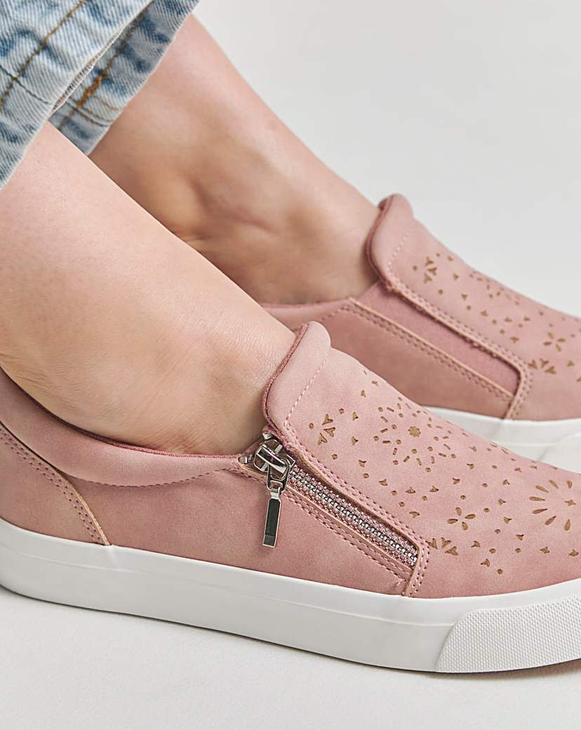 Slip on Side Zip Trainer Wide E Fit