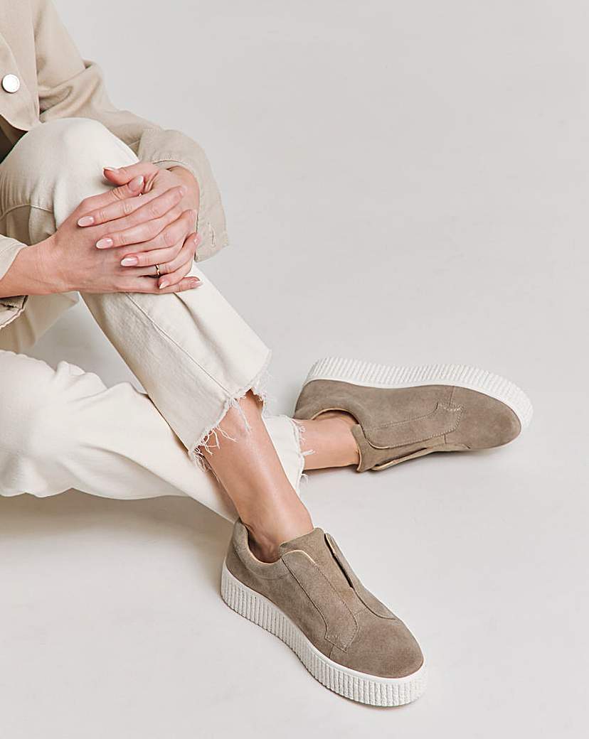 Leather Slip on Chunky Trainer Wide Fit