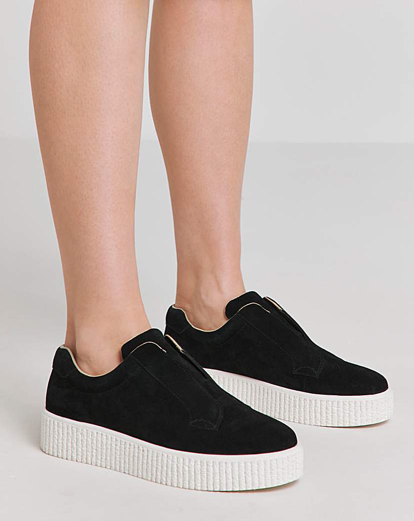 Leather Slip on Trainer Ex Wide Fit
