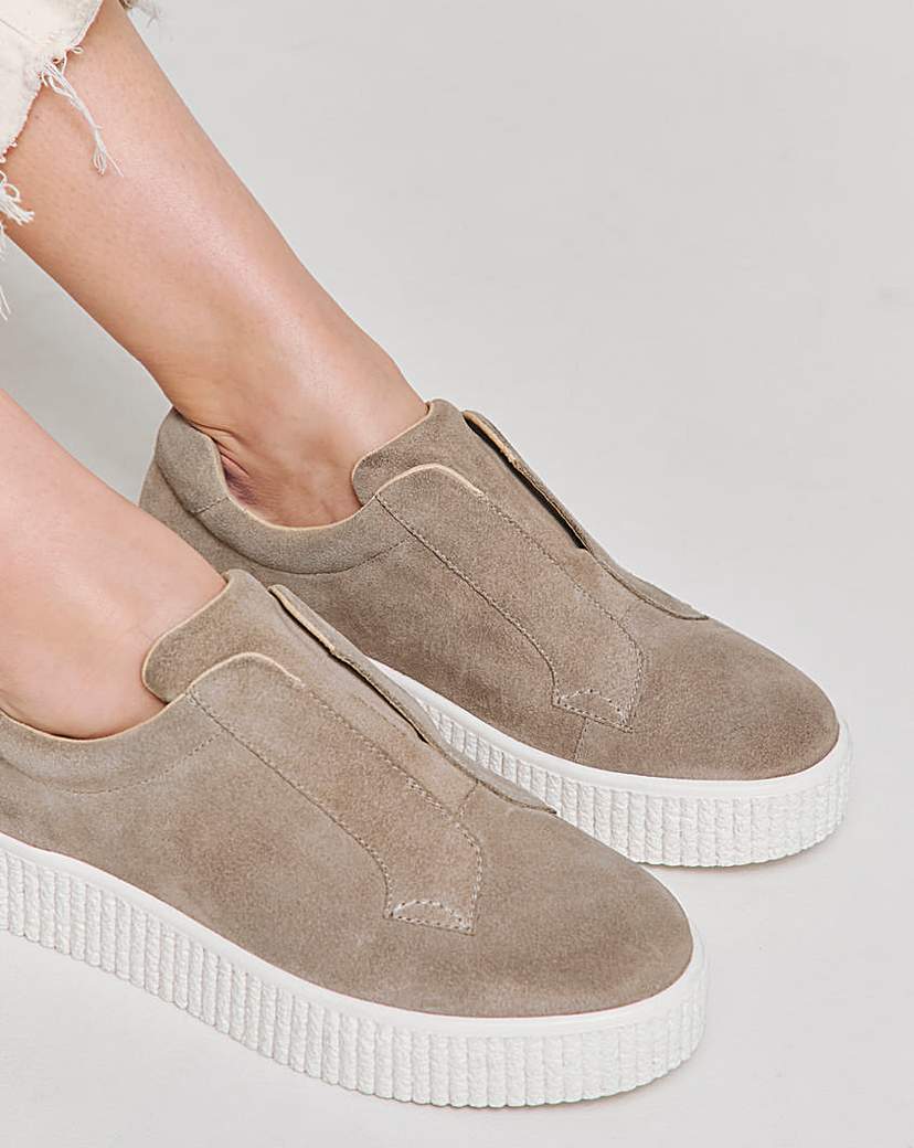 Leather Slip on Chunky Trainer Wide Fit