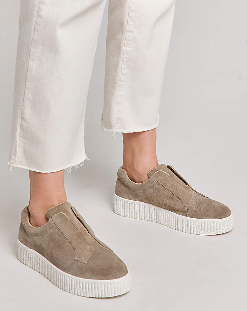 Leather Slip on Chunky Trainer Wide Fit