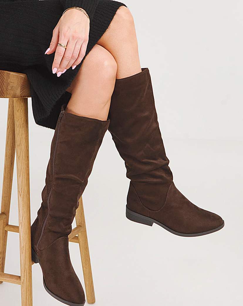 Ruched Boot E Fit Standard Calf - Womens - Size 4 - Calf Boots - Wide Fit Boots 